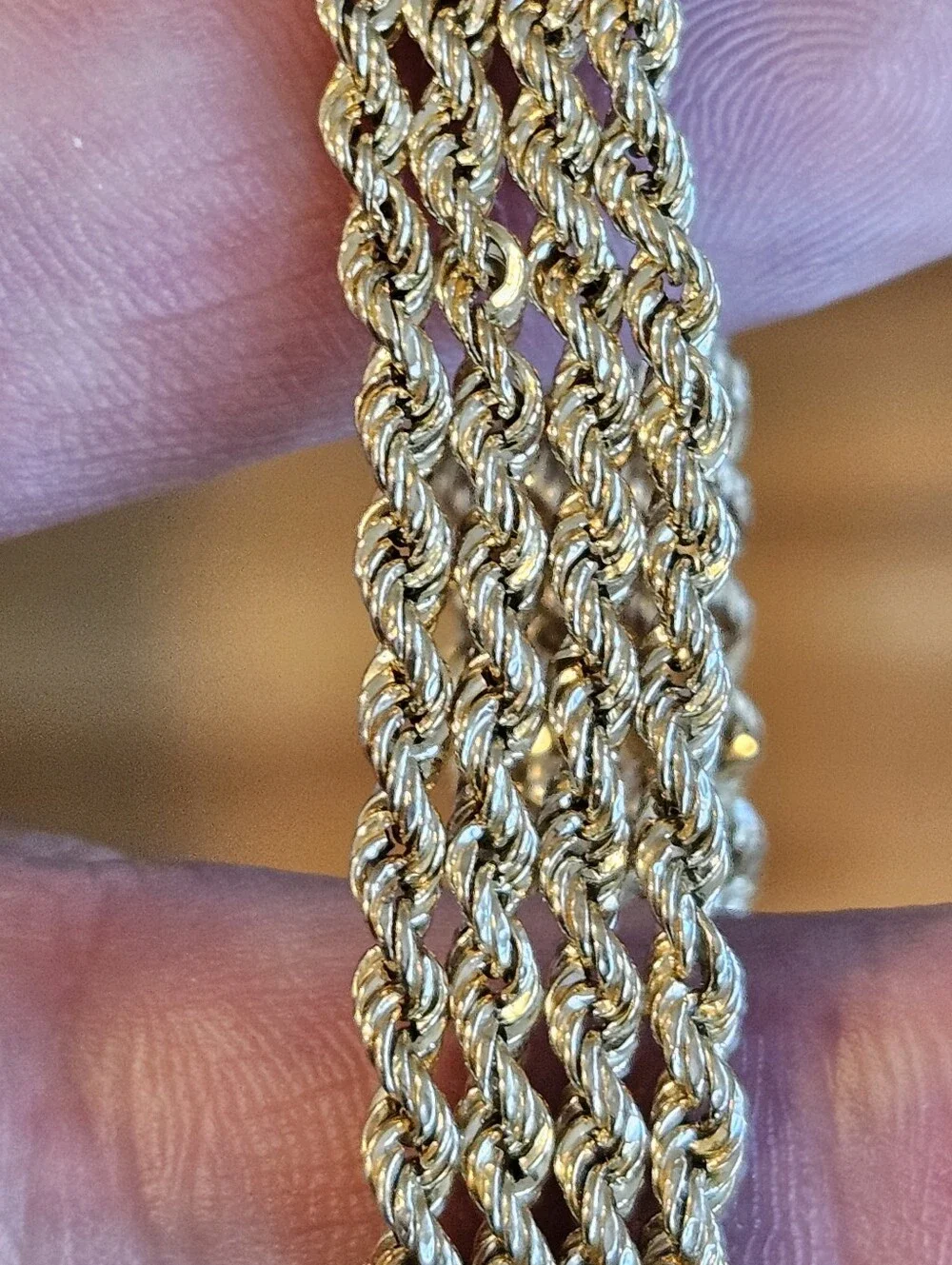 Vintage Solid 10k Yellow Gold Multi Rope Chain Bracelet 7